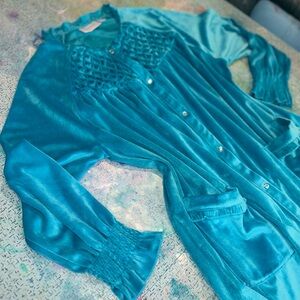 Teal Velour Vintage Robe